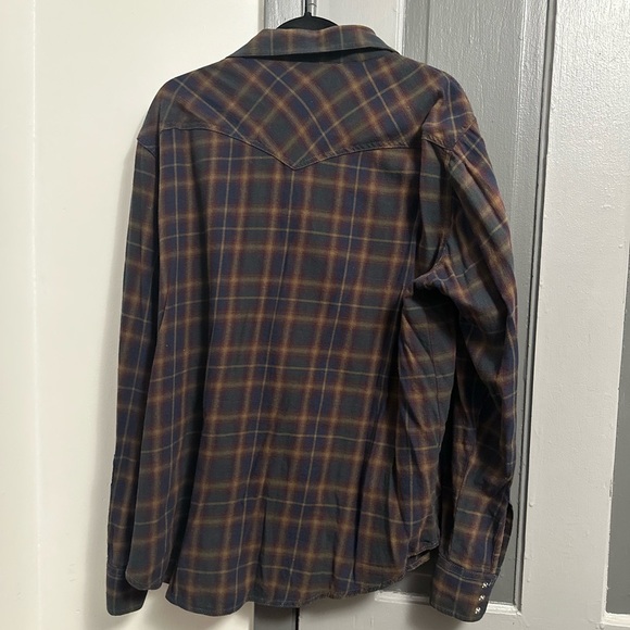 Wrangler Men's Plaid Shirt - Brown and Blue - Picture 2 of 5